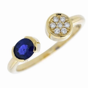 Bague en or jaune sertie d'un saphir et de diamants