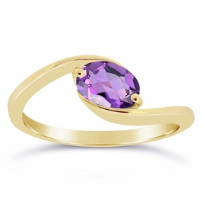 Bague en or jaune sertie d'une am??thyste