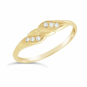 Bague en or jaune sertie de diamants.