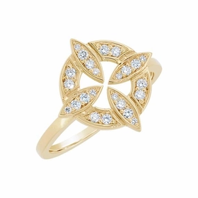 Bague en or jaune sertie de diamants.