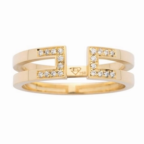 Bague en or jaune sertie de diamants.