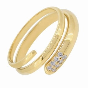 Bague en or jaune sertie de diamants.