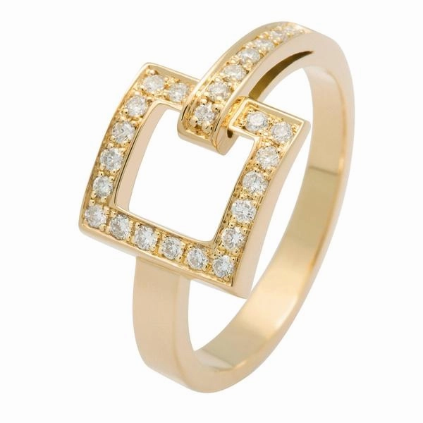 Bague en or jaune sertie de diamants.