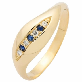 Bague en or jaune sertie de saphirs et de diamants.