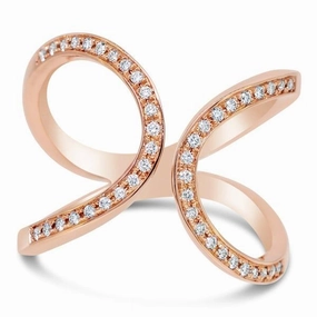 Bague en or rose sertie de diamants.