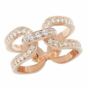 Bague en or rose sertie de diamants.