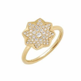 Bague mandala en or jaune sertie de diamants.