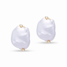 Baroque Pearl & Diamond Earrings