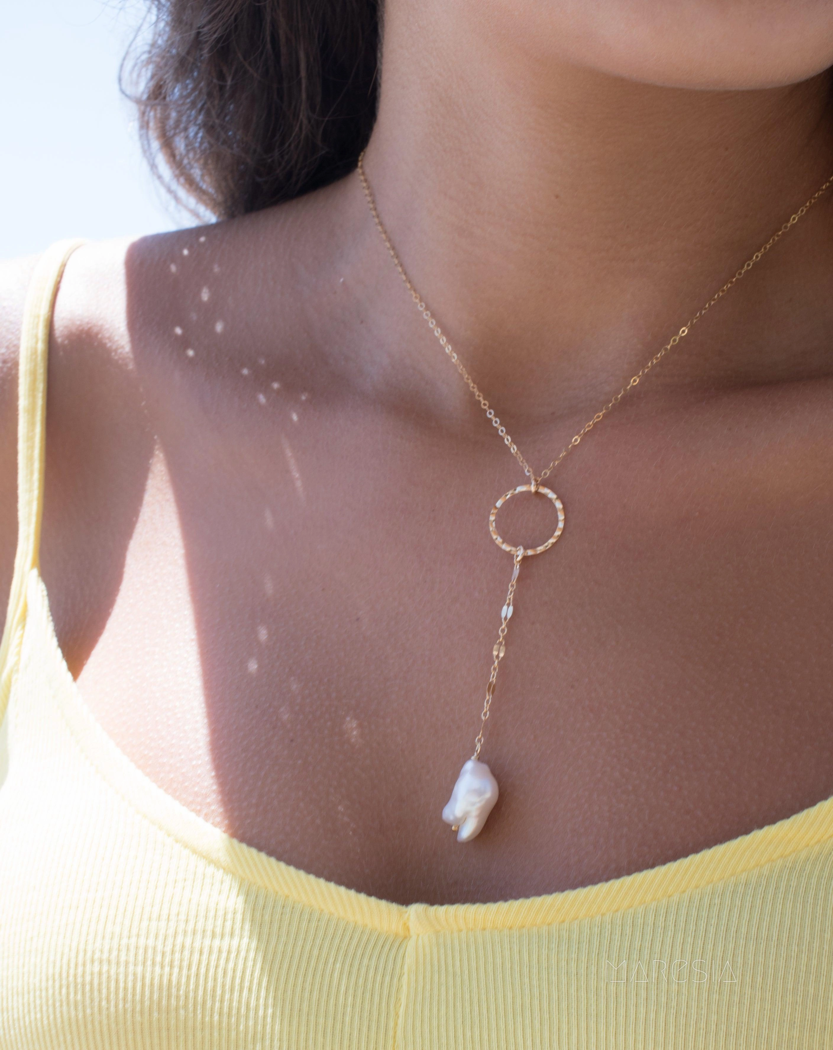 Baroque Pearl Y Necklace ~Gold Filled~MN028