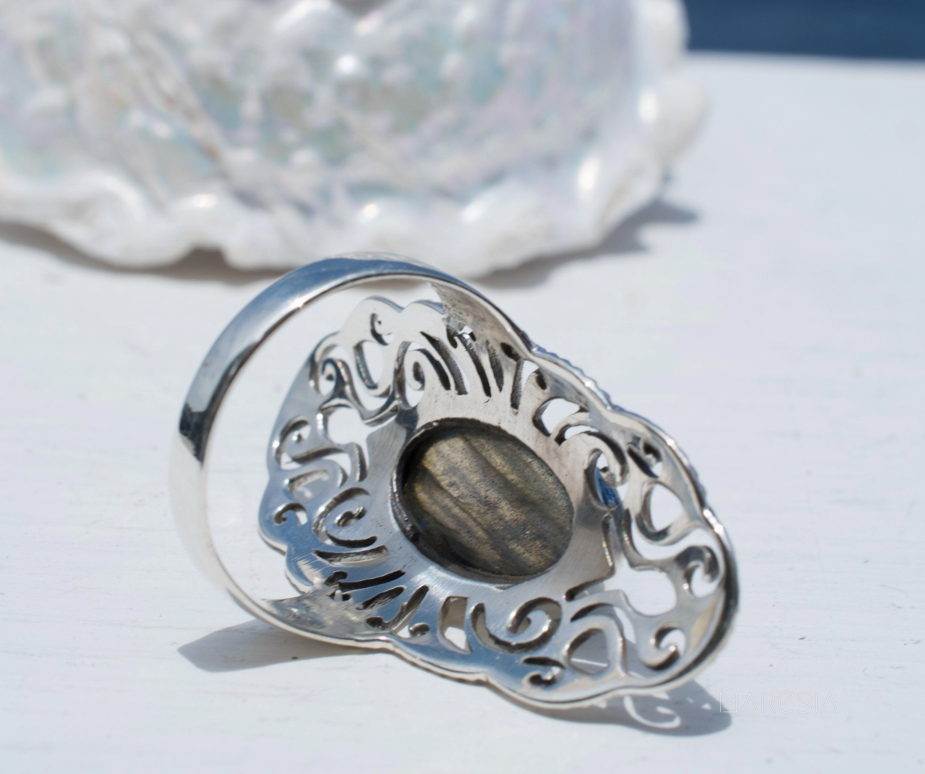 Beatriz Rainbow Labradorite Ring ~ Sterling Silver 925~ MR098