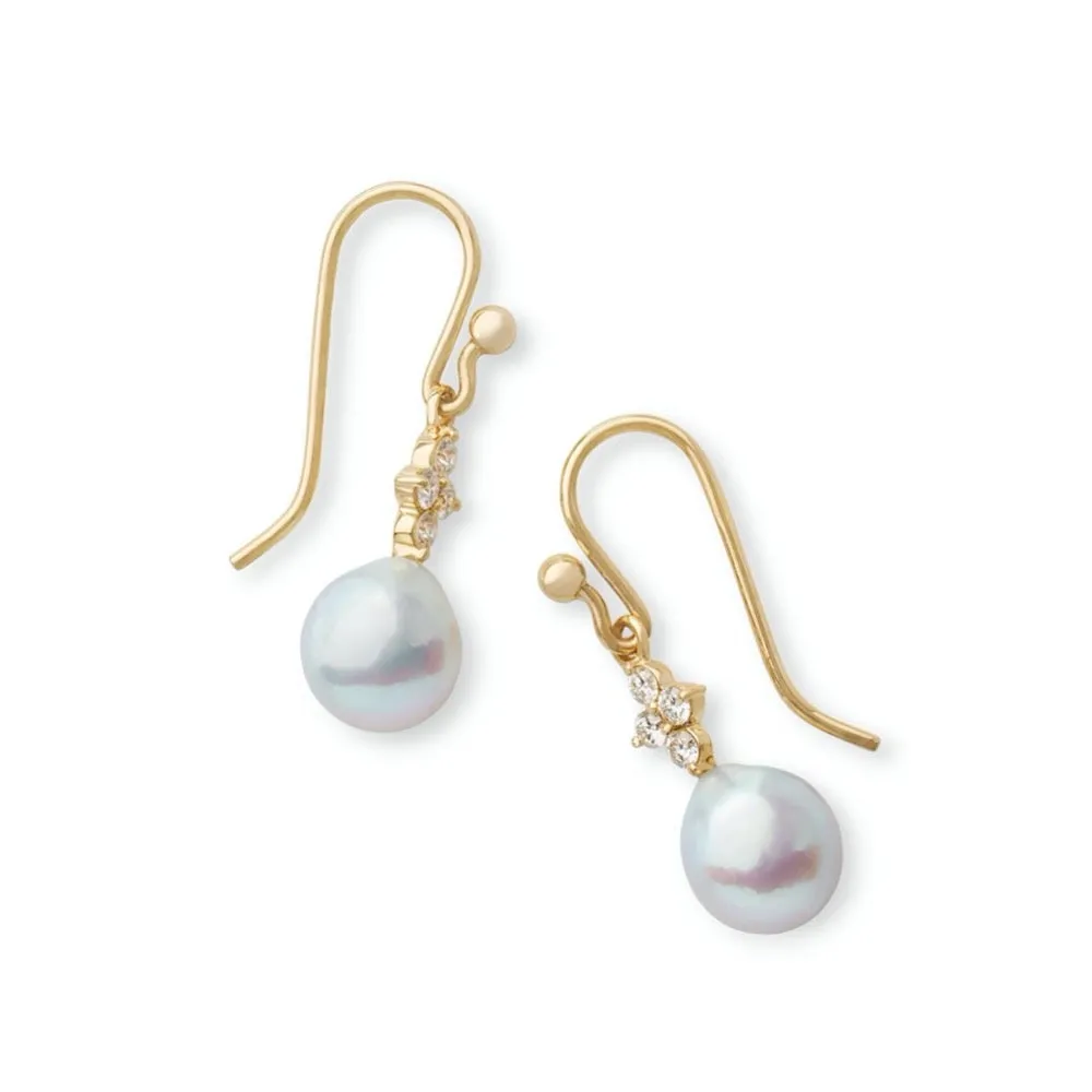Belgravia Earrings in Blue Akoya Pearls & Diamonds