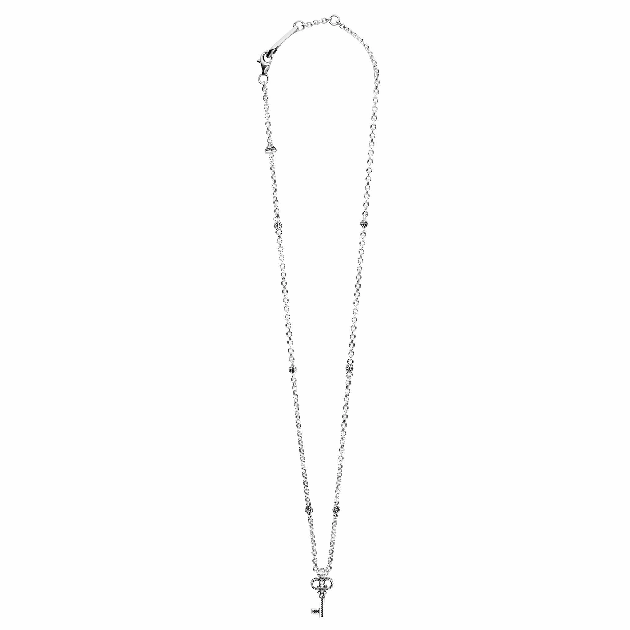 Beloved Caviar Key Diamond Pendant Necklace