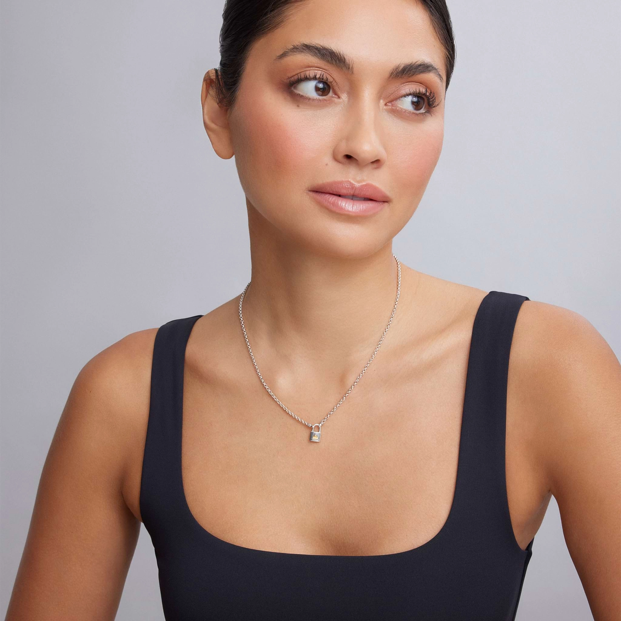 Beloved Petite Two-Tone Lock Necklace