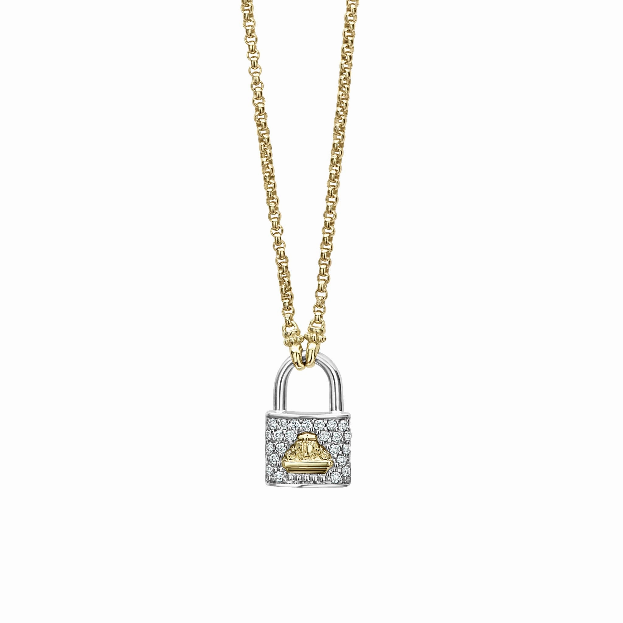 Beloved Two-Tone Diamond Lock Necklace
