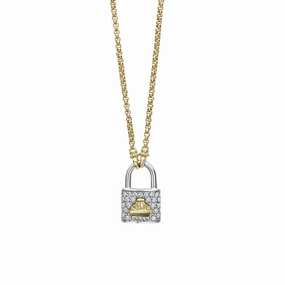 Beloved Two-Tone Diamond Lock Necklace