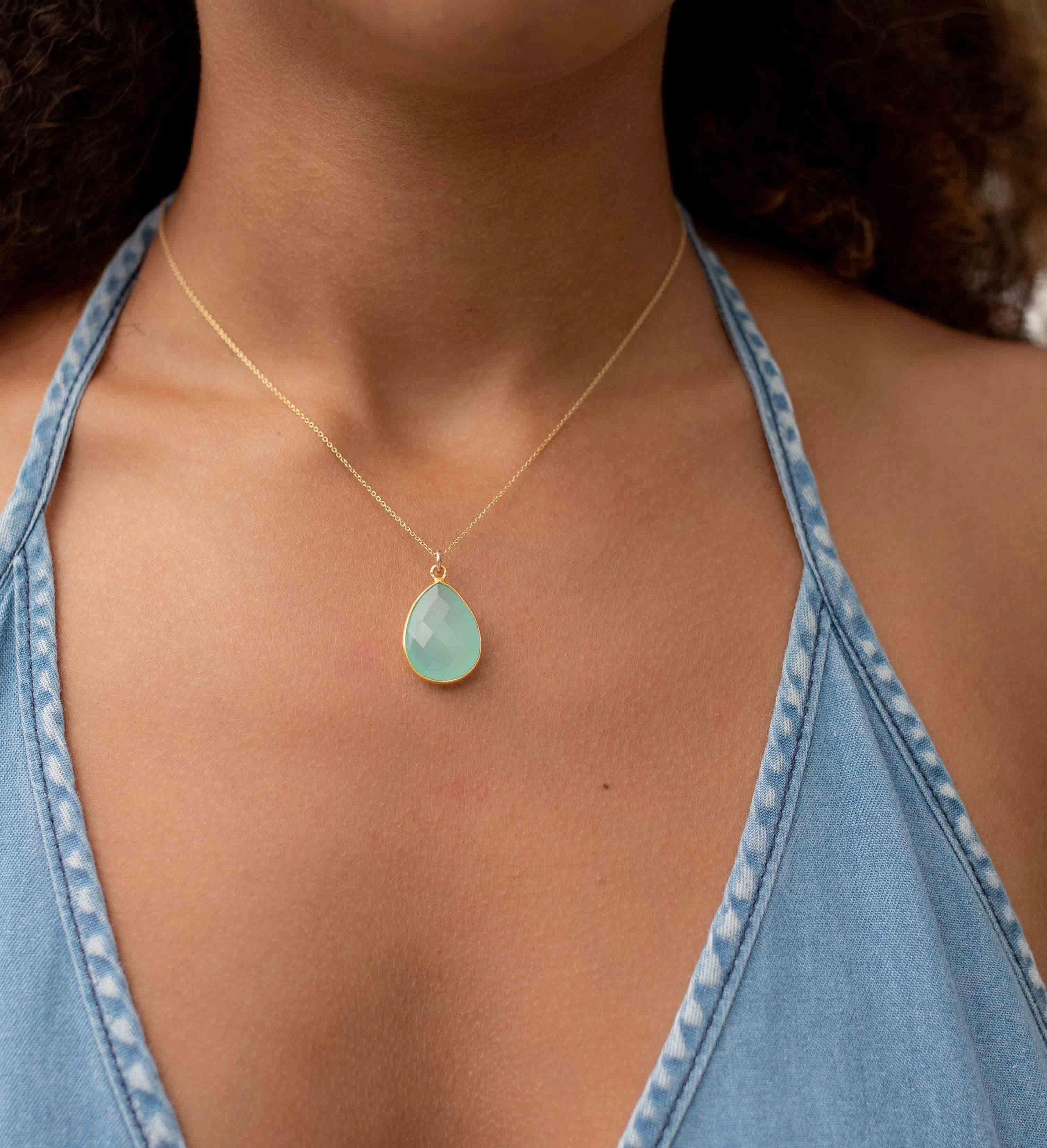 Benzel Necklace ~ Labradorite, Aqua Chalcedony, Blue Chalcedony, Rose Quartz, Moonstone, Copper Turquoise, Emerald ~ Gold Vermeil ~MN0