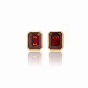 Bezel-Set Garnet Earrings