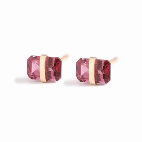 Bezel-Wrapped Garnet Stud Earrings