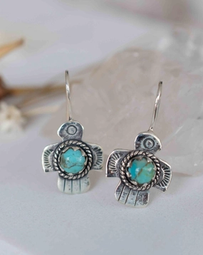 Bird Earrings ~ Turquoise ~ Sterling Silver 925 ~ ME026