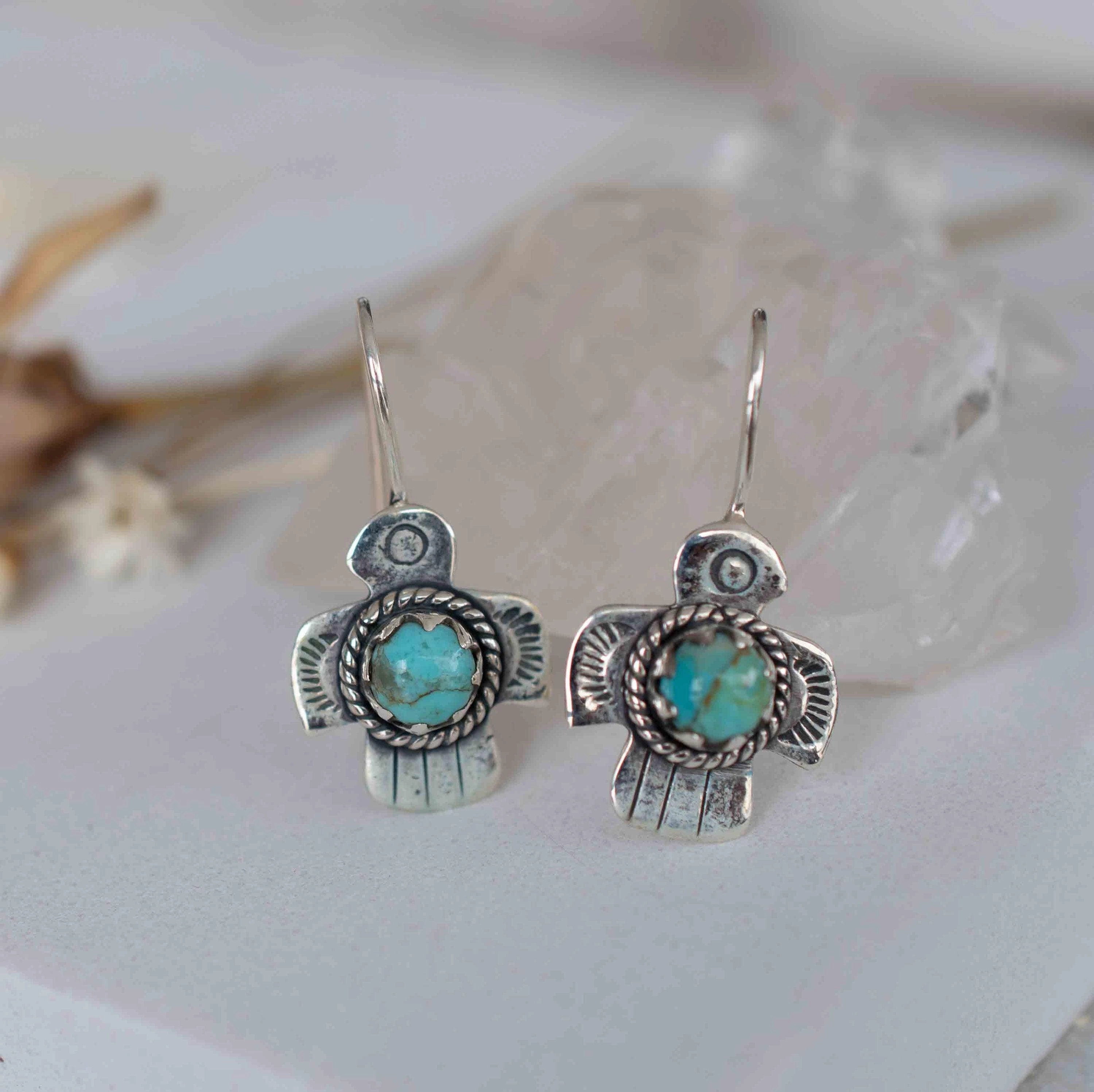 Bird Earrings ~ Turquoise ~ Sterling Silver 925 ~ ME026