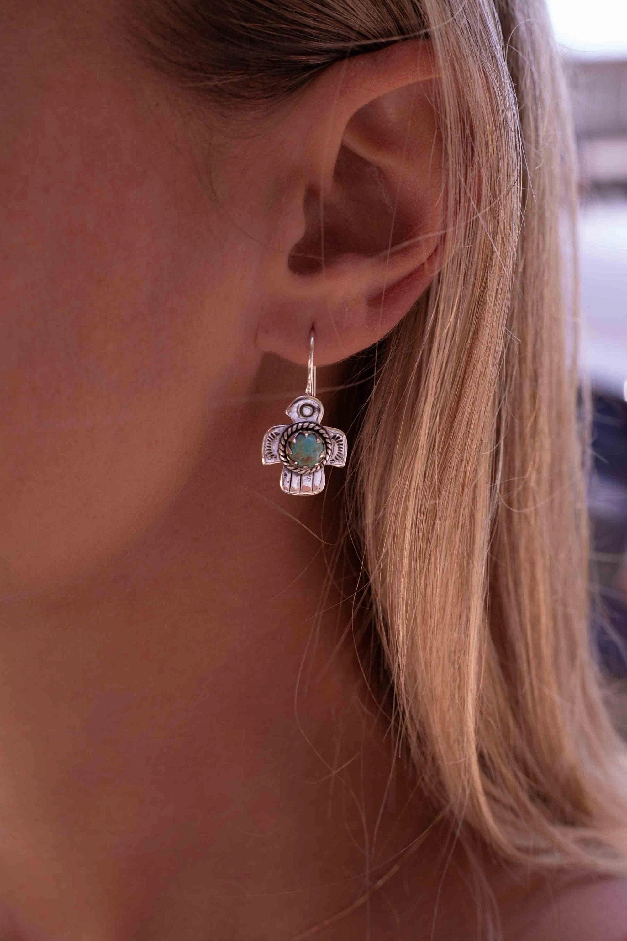 Bird Earrings ~ Turquoise ~ Sterling Silver 925 ~ ME026