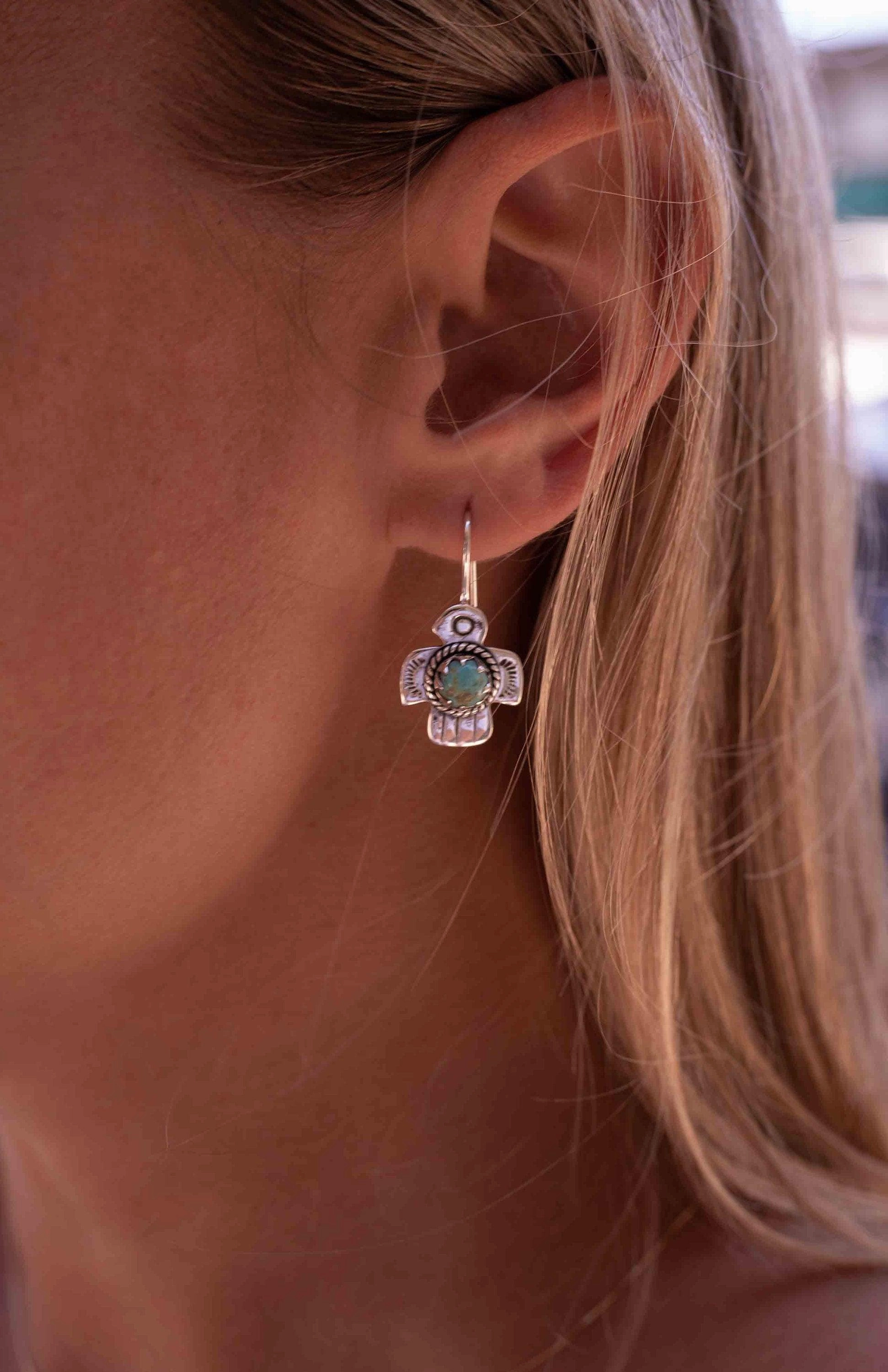 Bird Earrings ~ Turquoise ~ Sterling Silver 925 ~ ME026