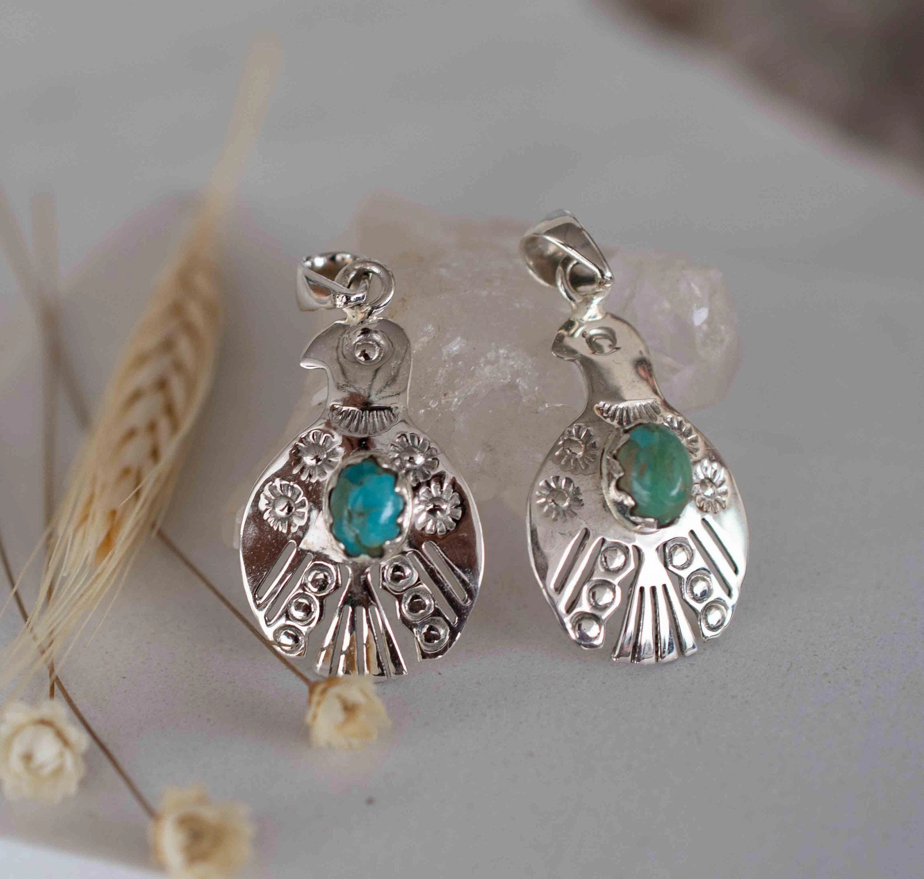 Bird Pendant ~ Turquoise ~ Sterling Silver 925 ~MP005