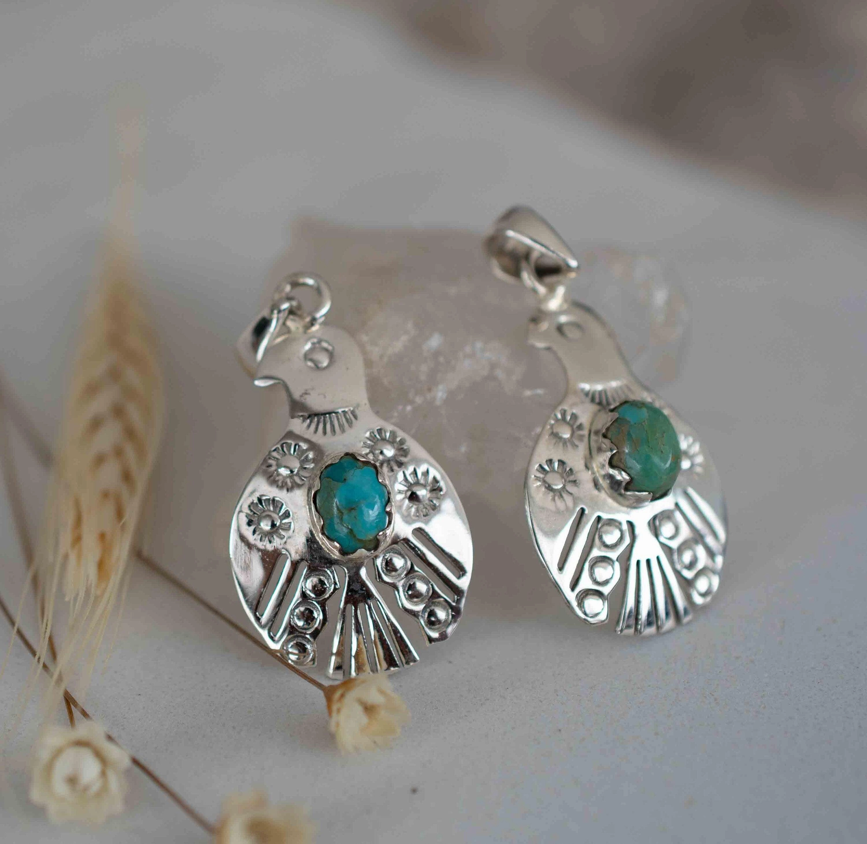 Bird Pendant ~ Turquoise ~ Sterling Silver 925 ~MP005