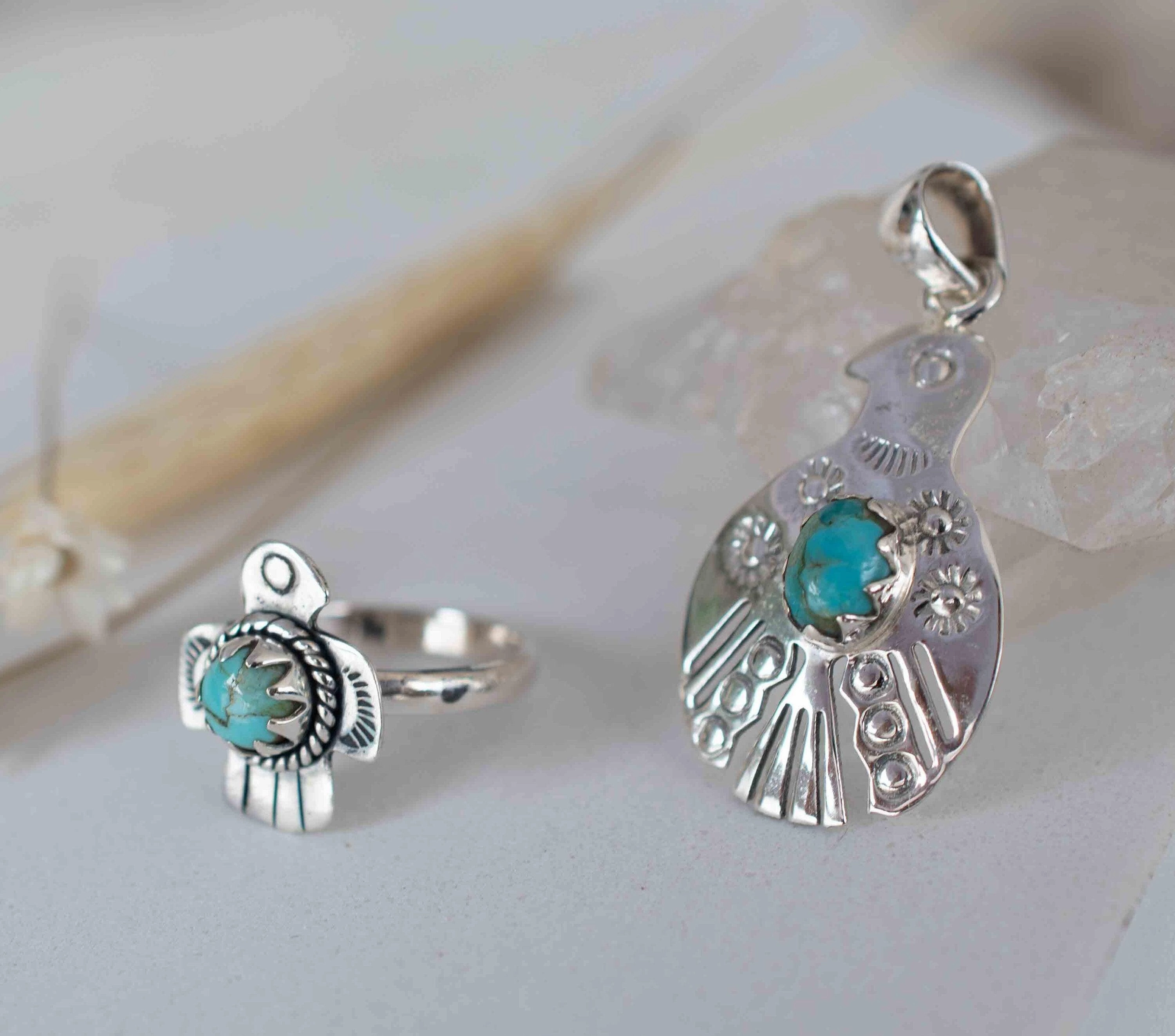 Bird Ring ~ Turquoise Ring ~ Sterling Silver 925 ~ MR296