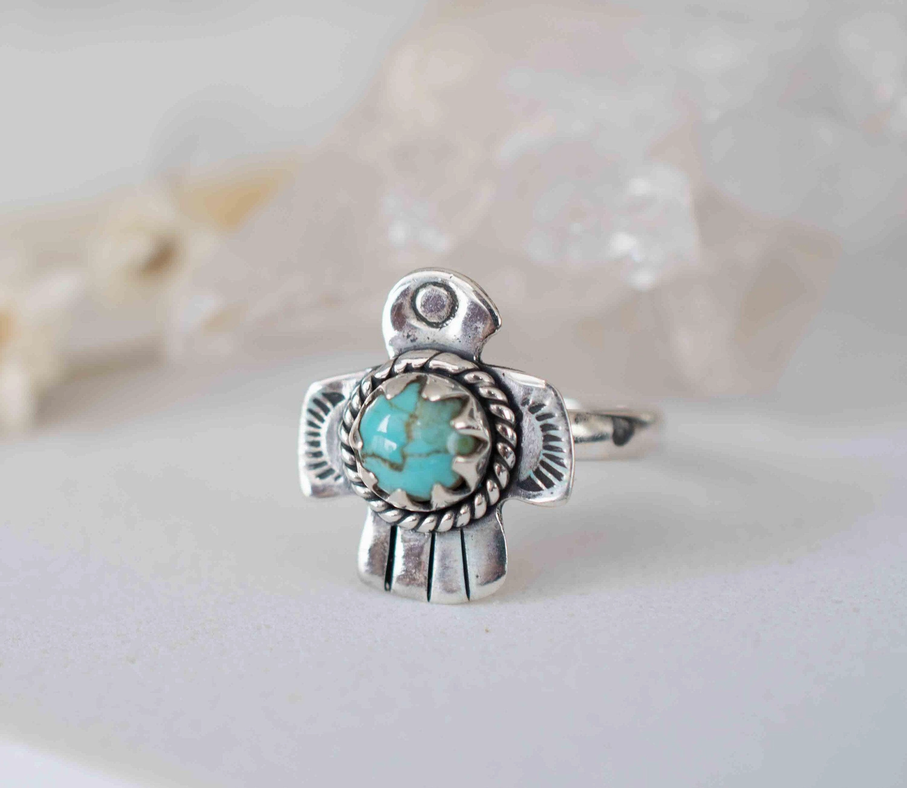 Bird Ring ~ Turquoise Ring ~ Sterling Silver 925 ~ MR296
