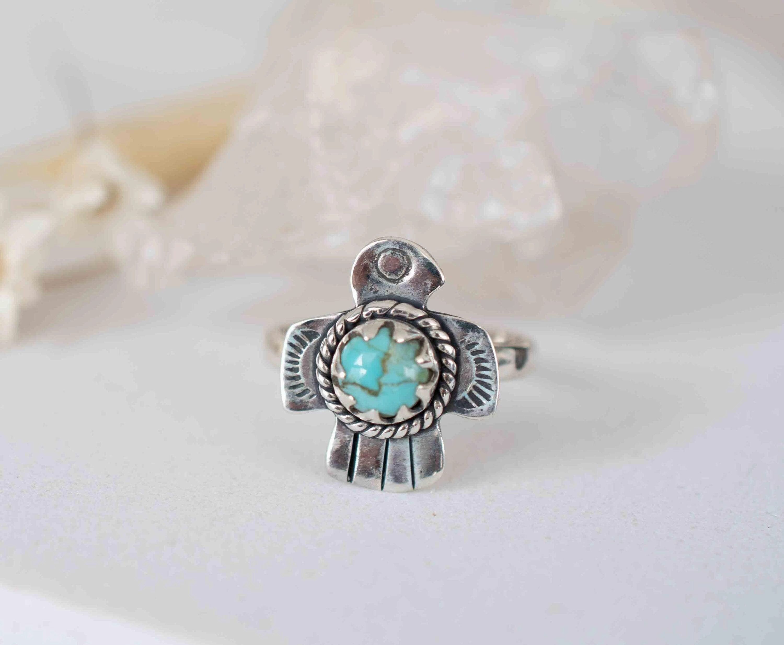 Bird Ring ~ Turquoise Ring ~ Sterling Silver 925 ~ MR296