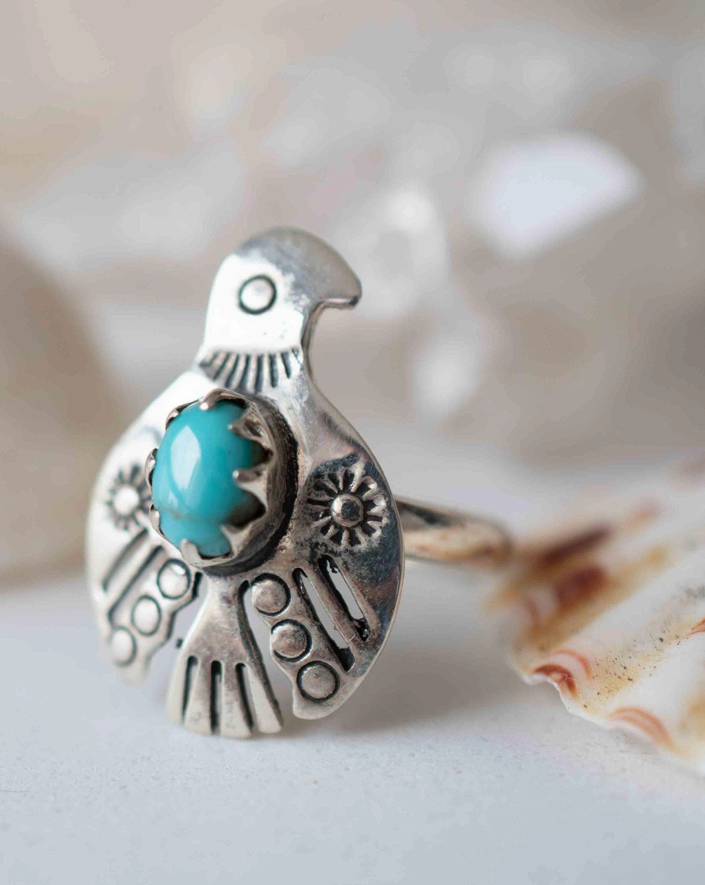 Bird Ring ~ Turquoise~ Sterling Silver 925 ~MR297