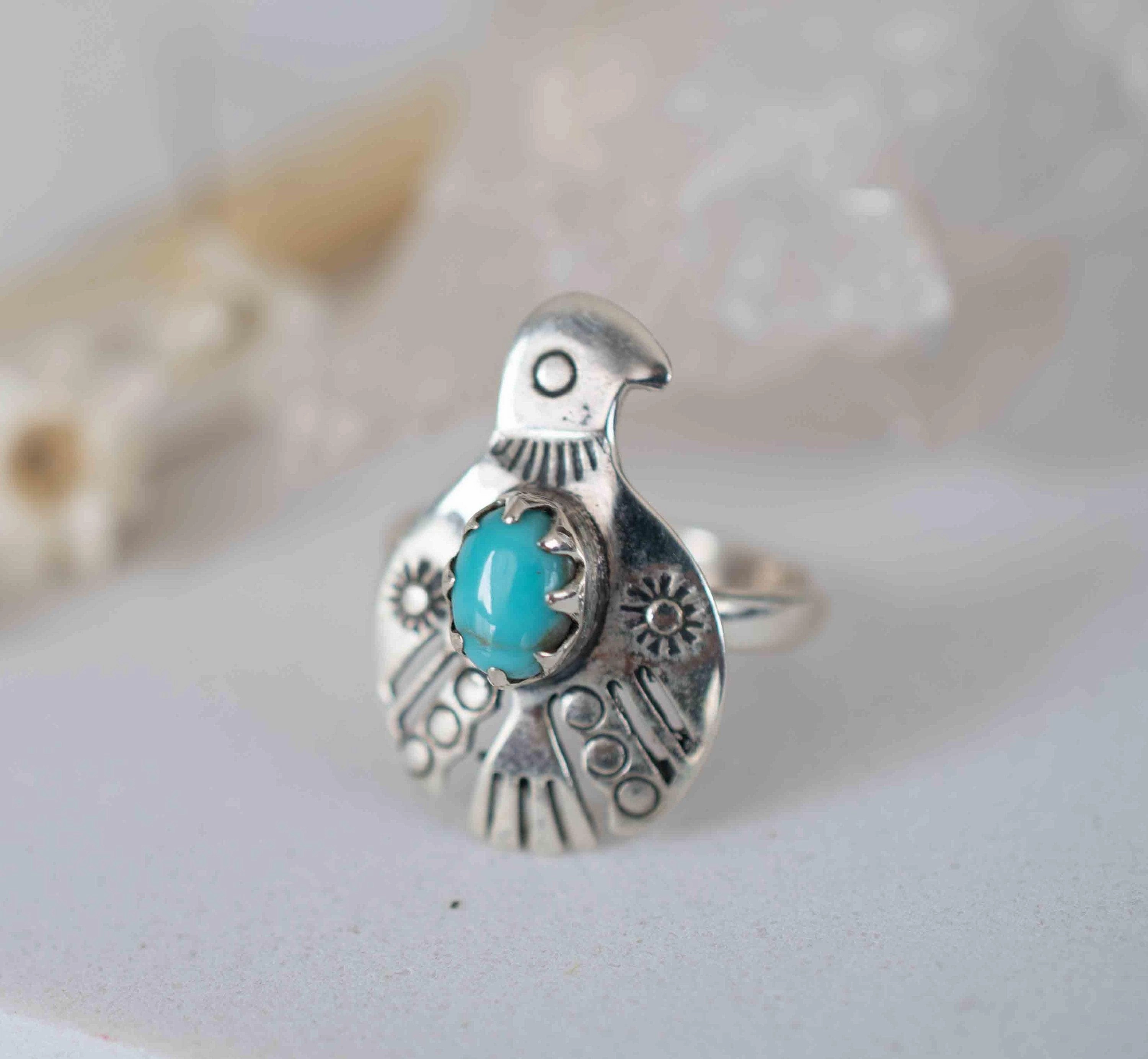 Bird Ring ~ Turquoise~ Sterling Silver 925 ~MR297