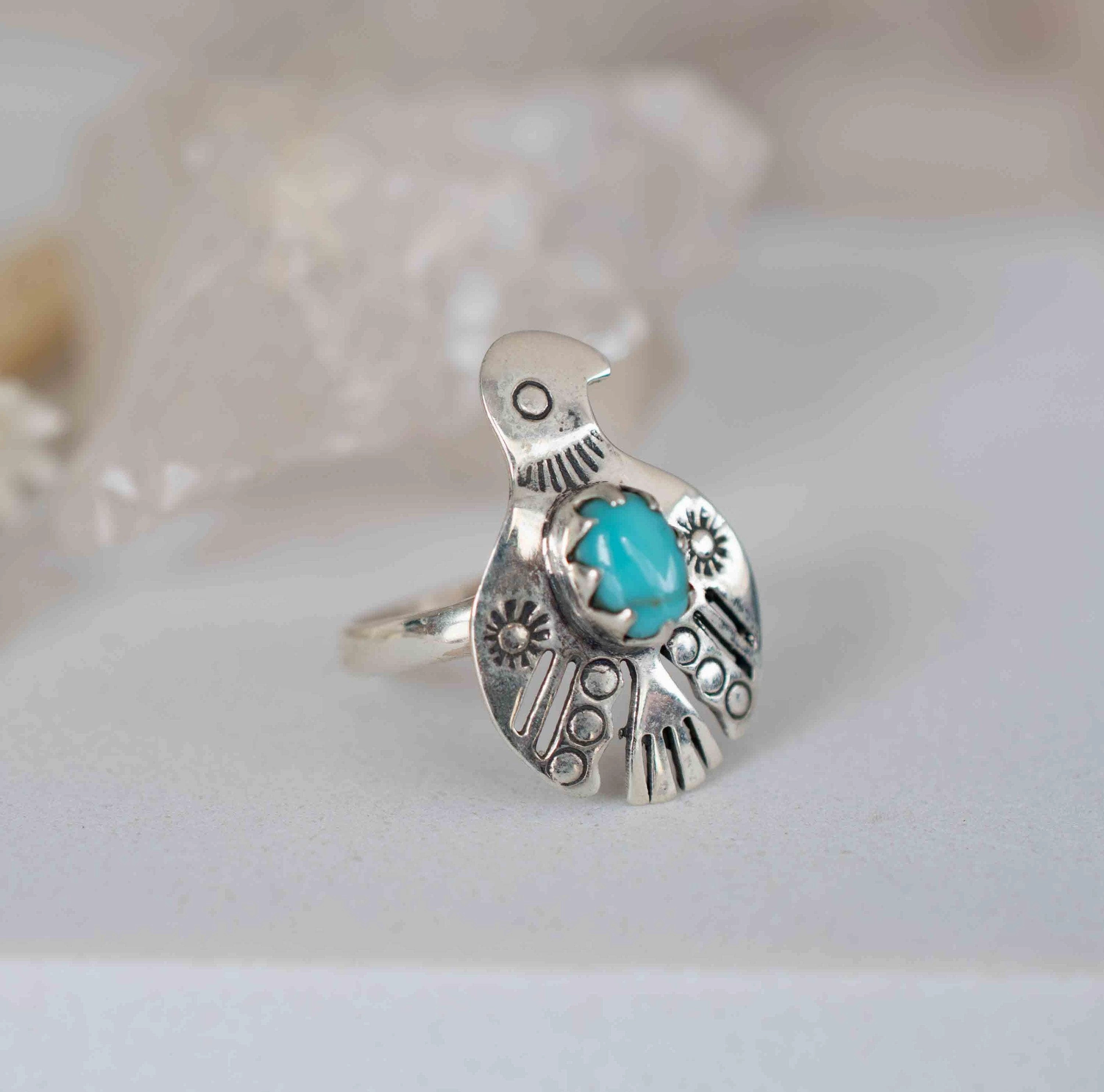 Bird Ring ~ Turquoise~ Sterling Silver 925 ~MR297