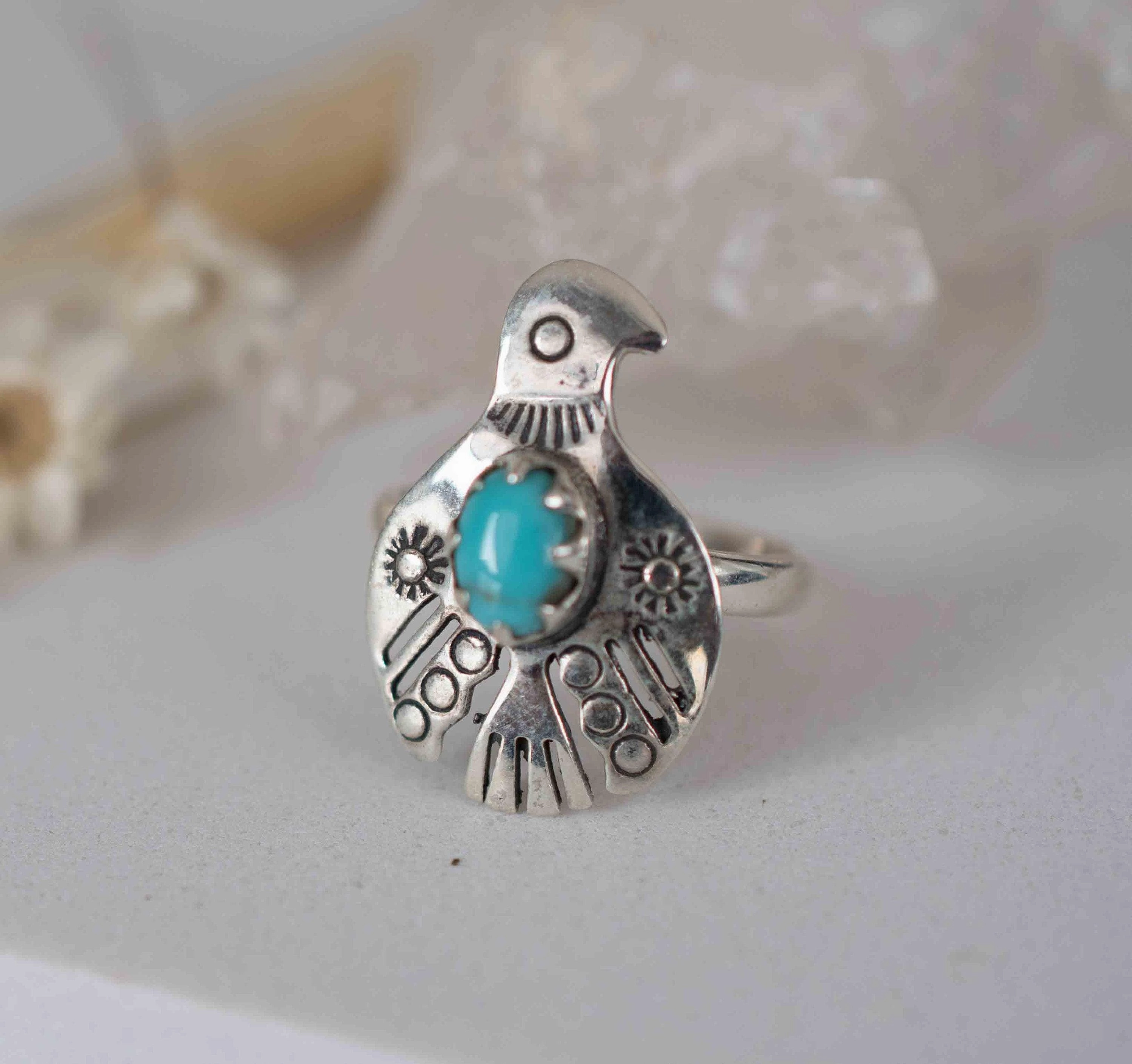Bird Ring ~ Turquoise~ Sterling Silver 925 ~MR297