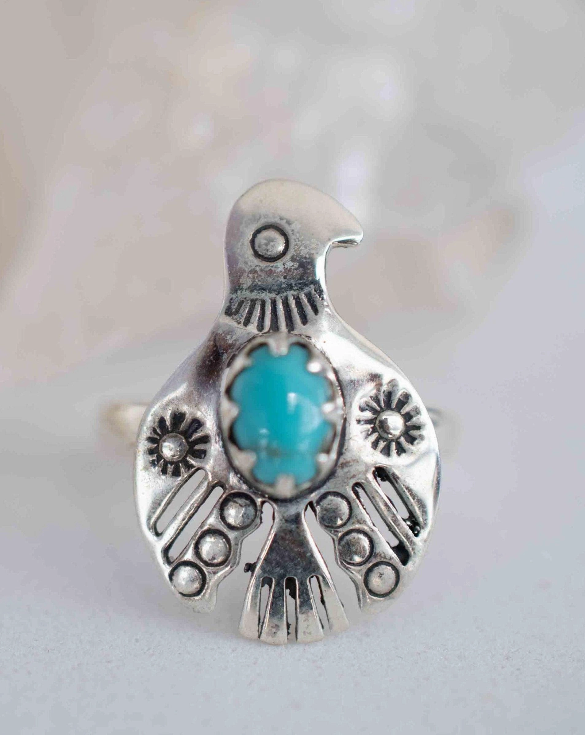 Bird Ring ~ Turquoise~ Sterling Silver 925 ~MR297