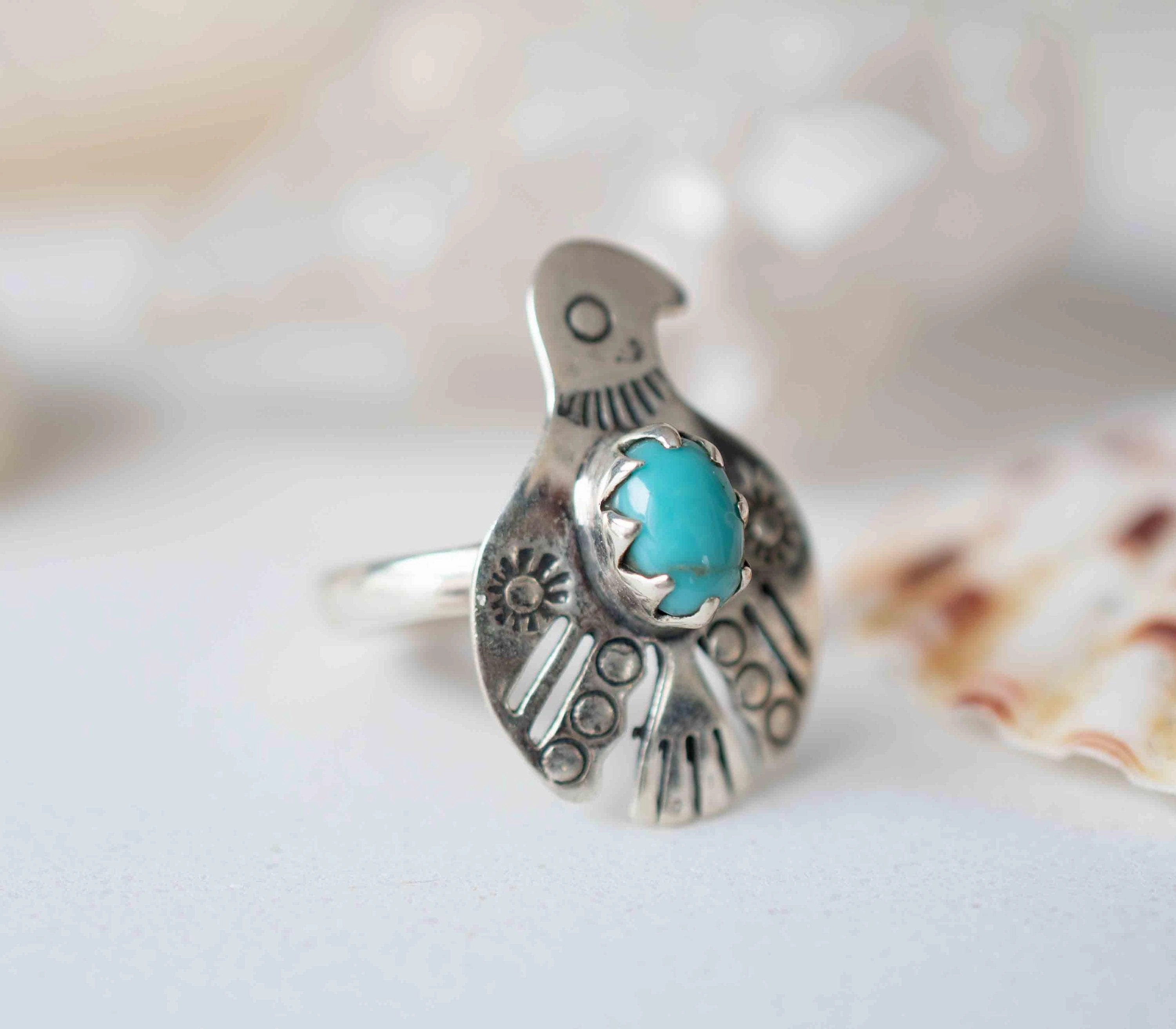 Bird Ring ~ Turquoise~ Sterling Silver 925 ~MR297