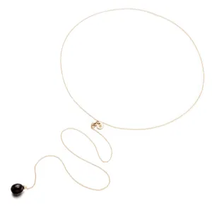 Black Jade & Diamond Lariat Necklace