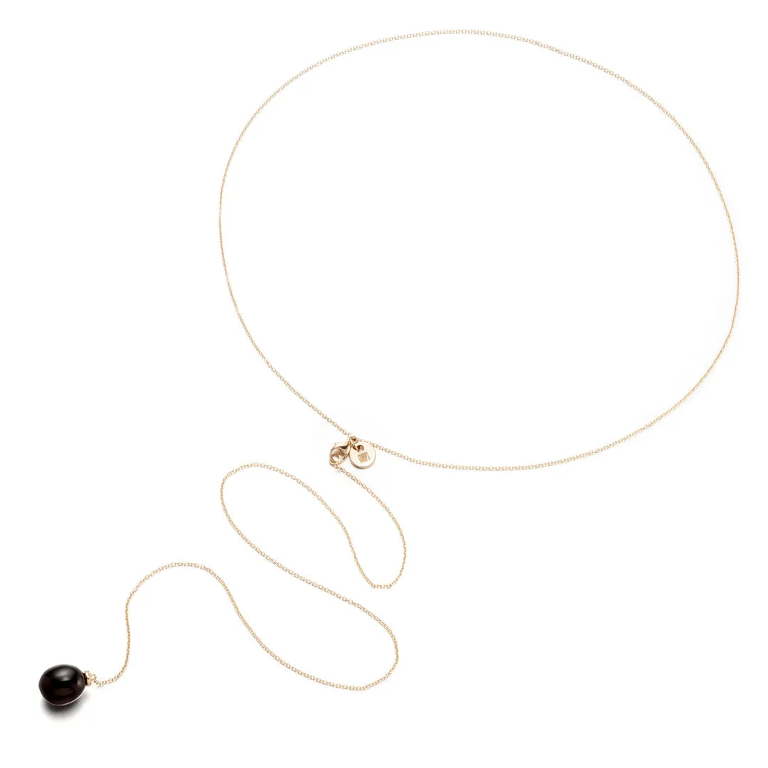 Black Jade & Diamond Lariat Necklace