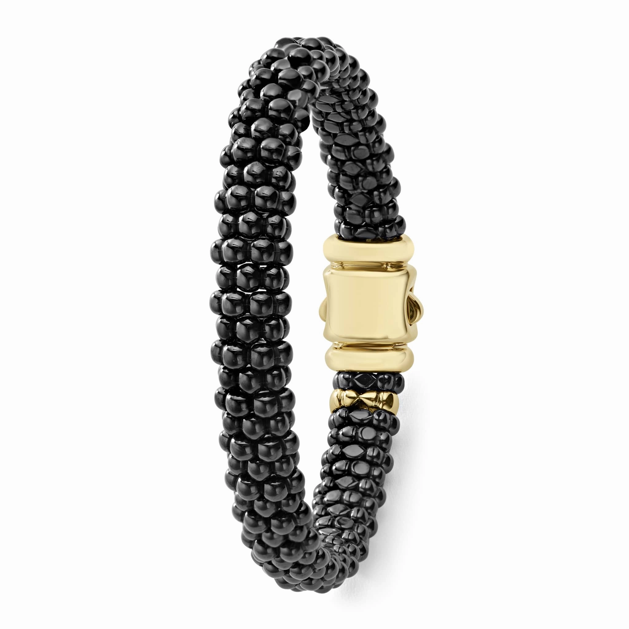 Black Caviar 18K Gold Black Ceramic Beaded Bracelet