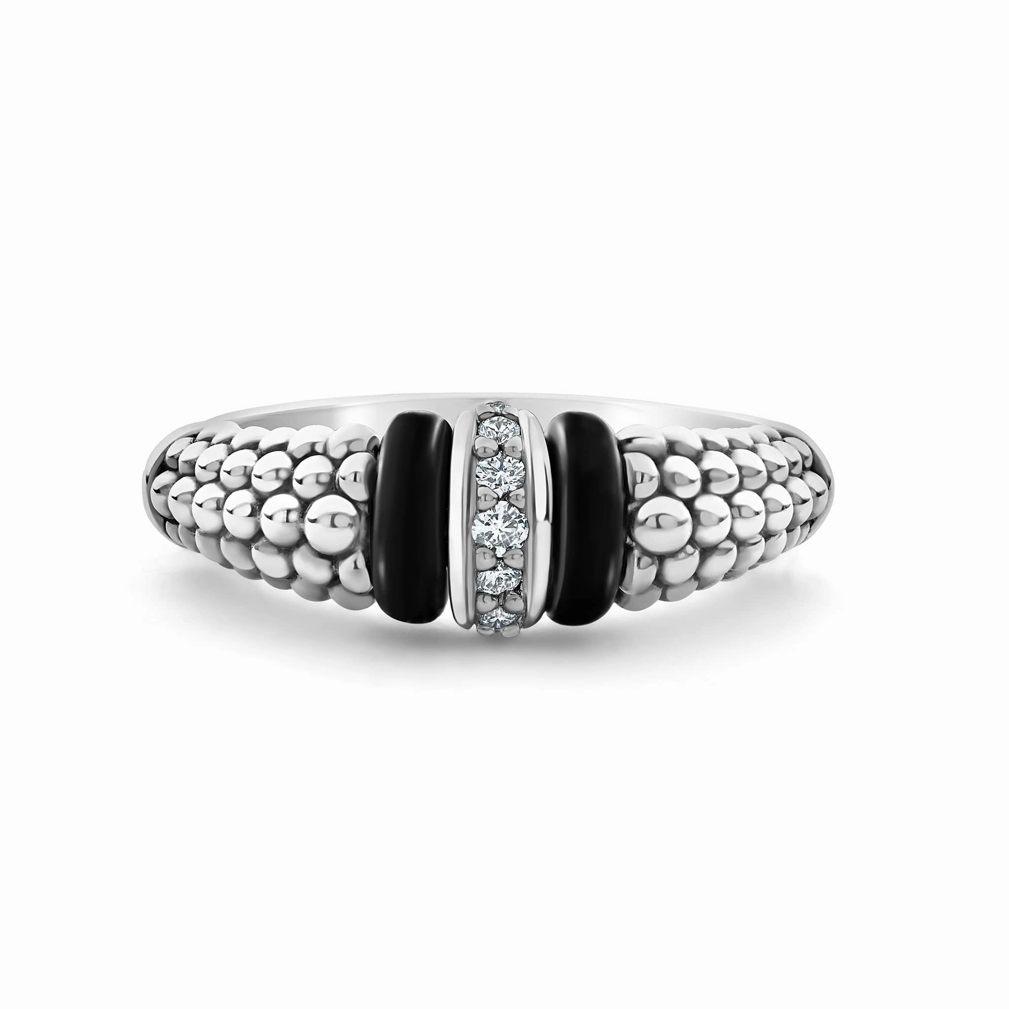 Black Caviar Black Ceramic and Caviar Diamond Ring