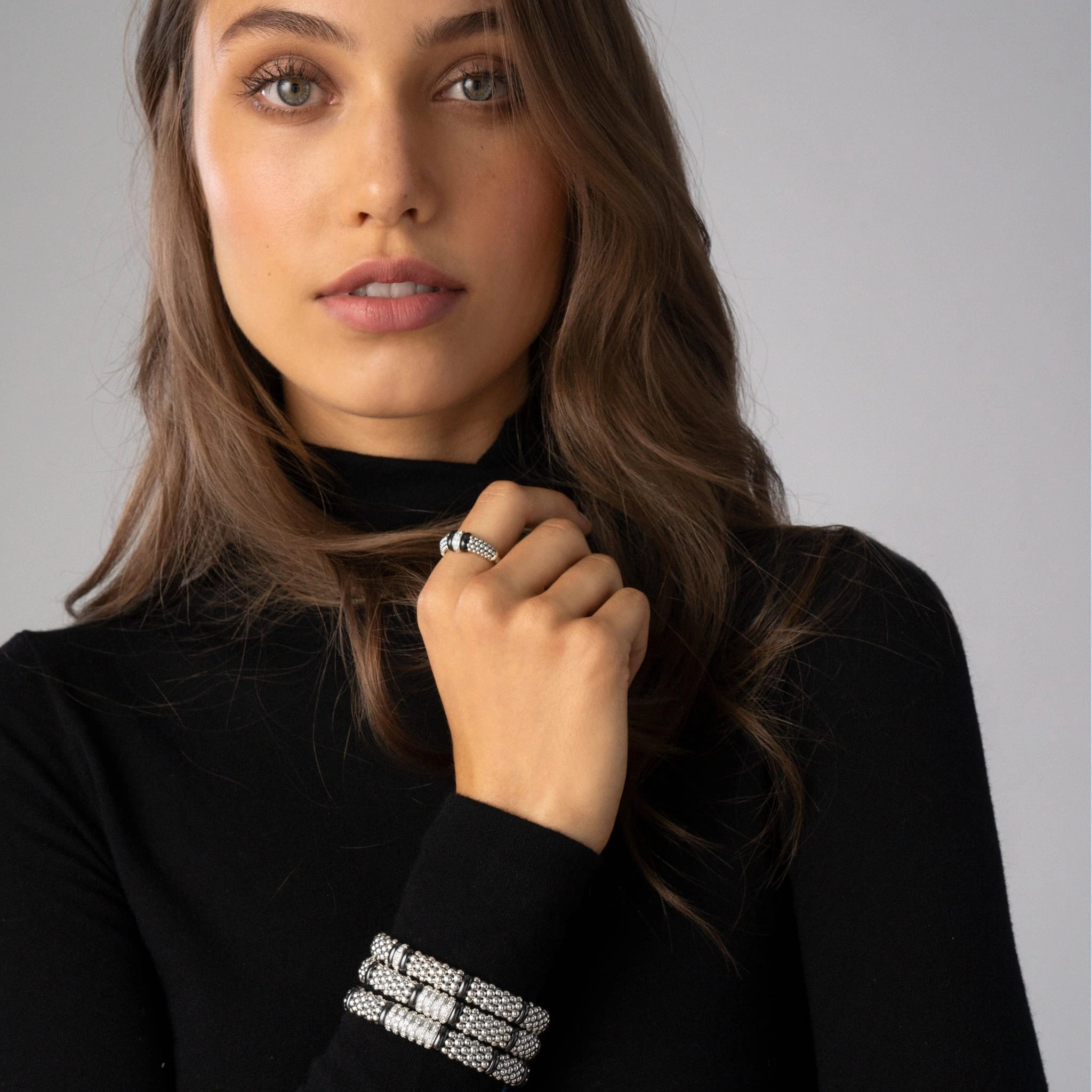 Black Caviar Black Ceramic and Caviar Diamond Ring