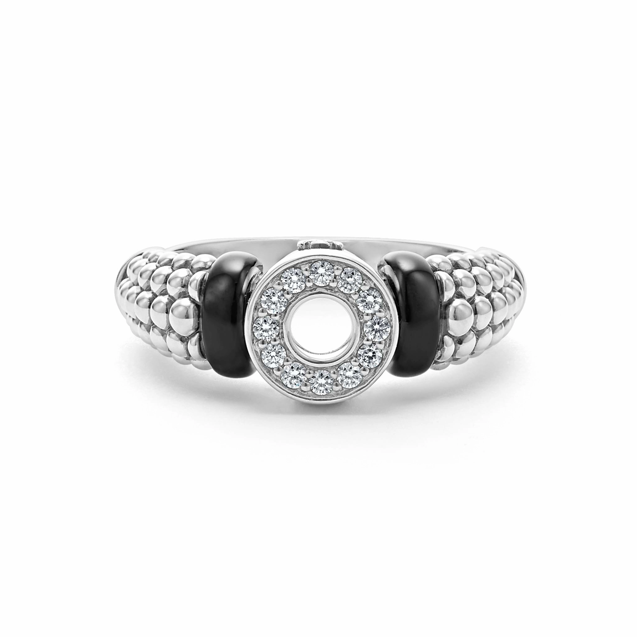 Black Caviar Black Ceramic and Diamond Circle Ring