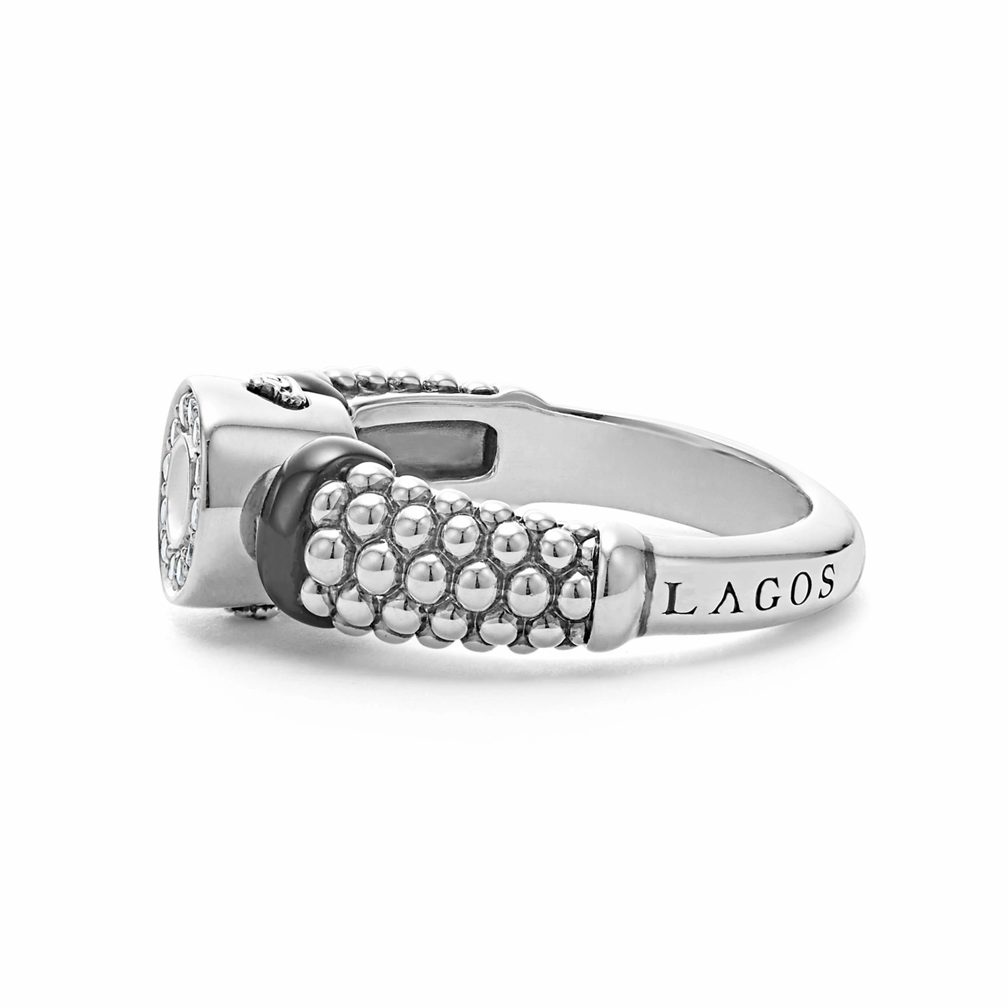 Black Caviar Black Ceramic and Diamond Circle Ring