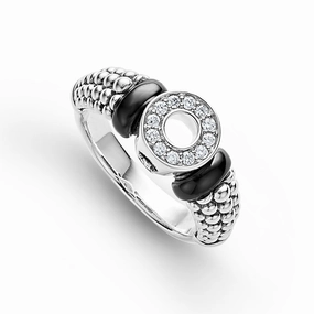 Black Caviar Black Ceramic and Diamond Circle Ring