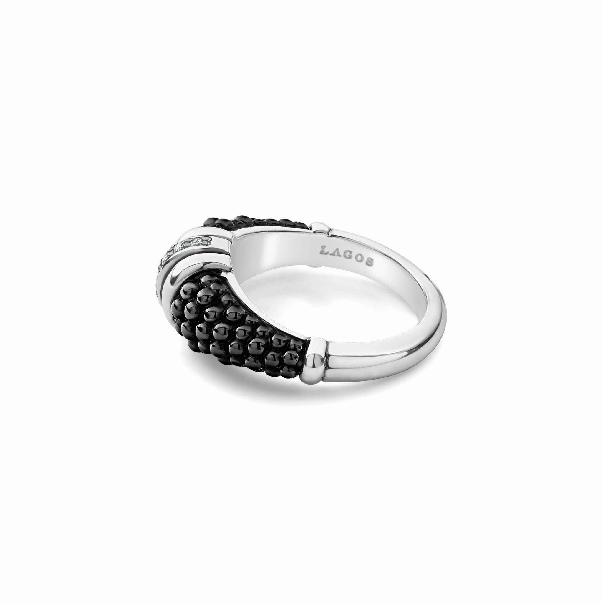 Black Caviar Black Ceramic Diamond Stacking Ring