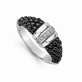 Black Caviar Black Ceramic Diamond Stacking Ring