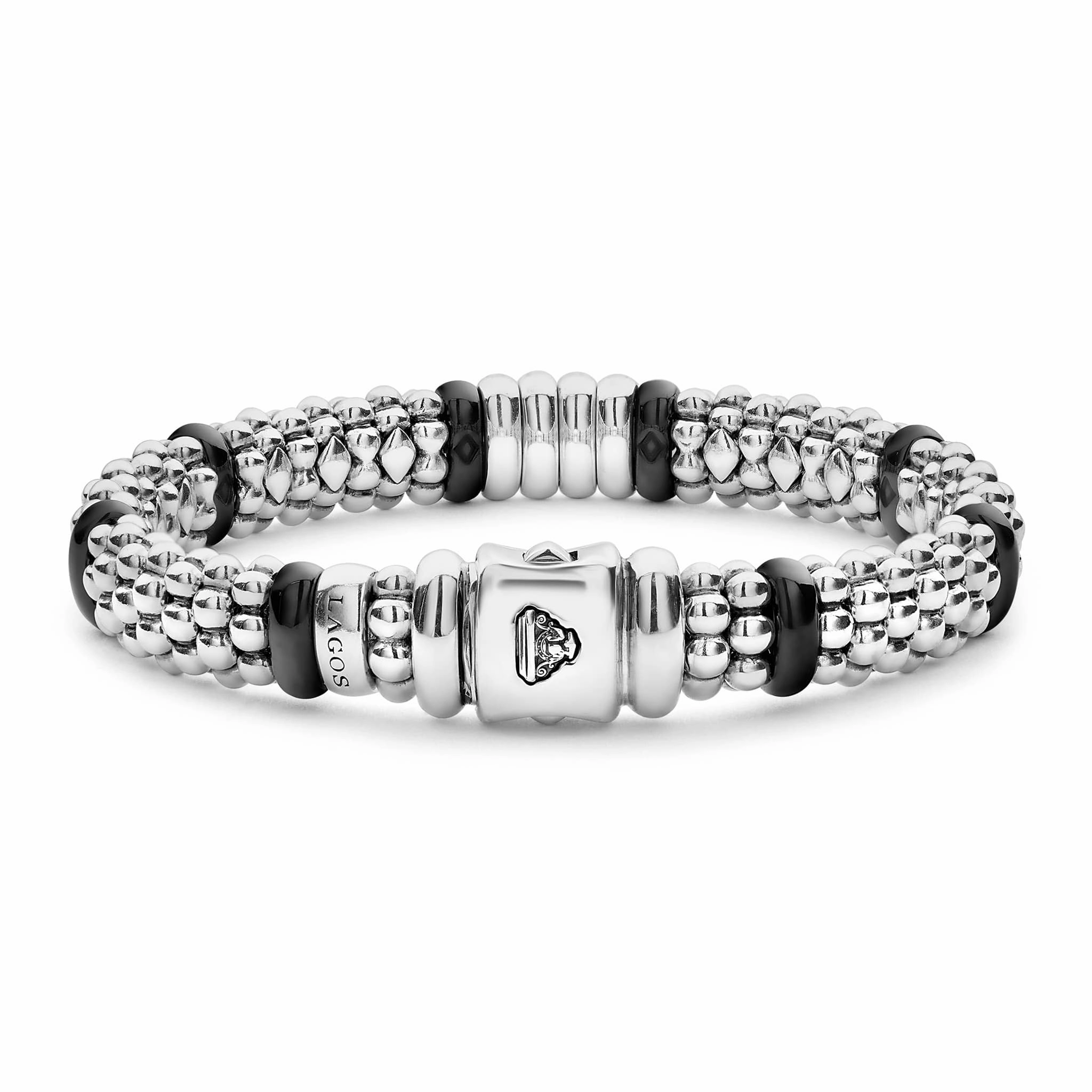 Black Caviar Black Four Station Diamond Caviar Bracelet | 9mm