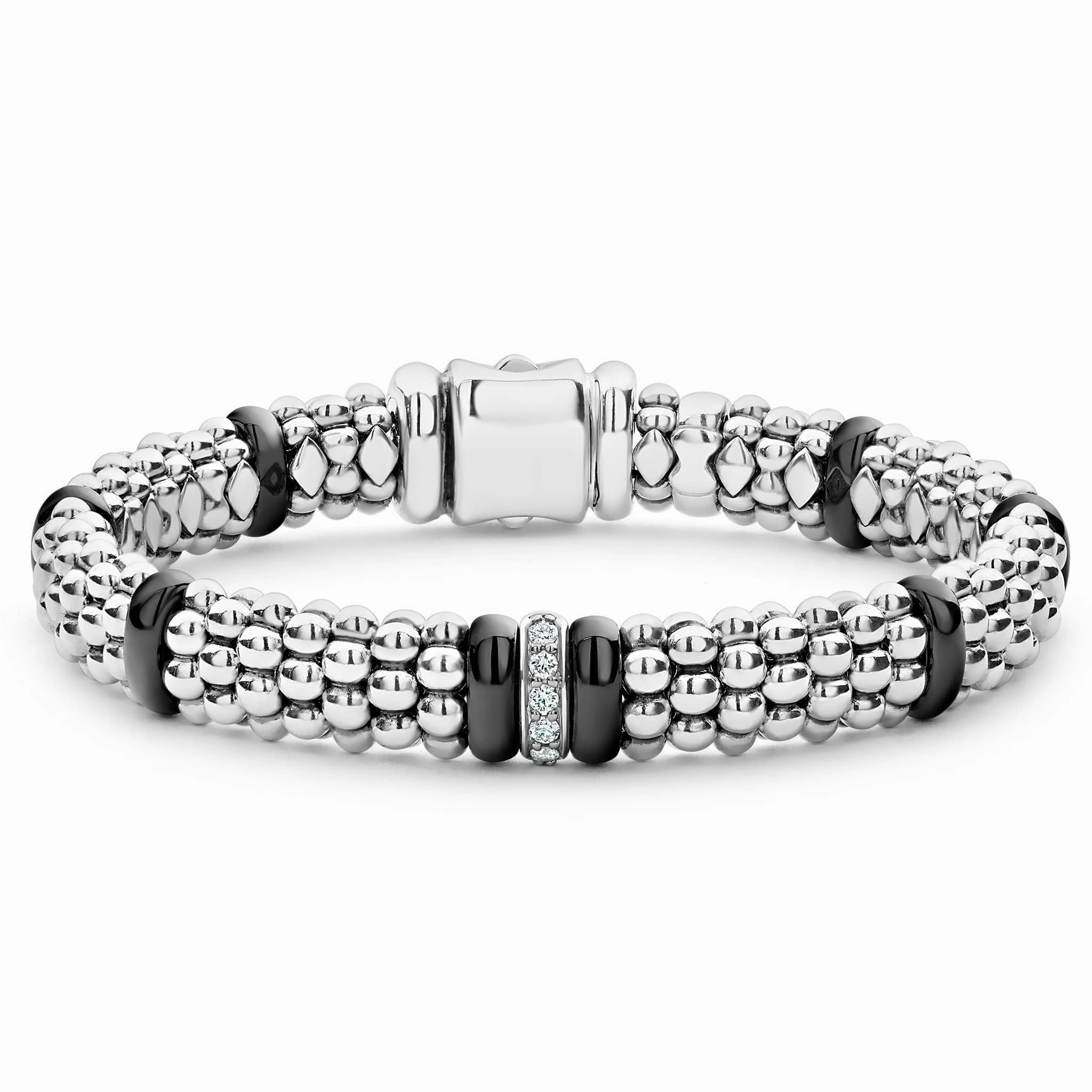 Black Caviar Black Single Station Diamond Caviar Bracelet | 9mm