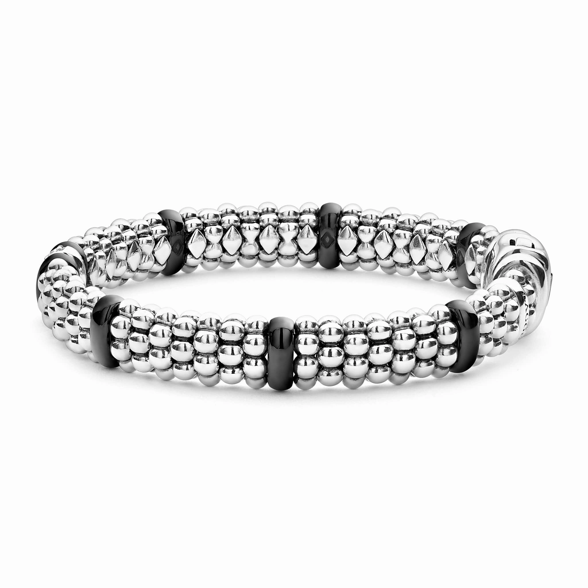 Black Caviar Black Single Station Diamond Caviar Bracelet | 9mm